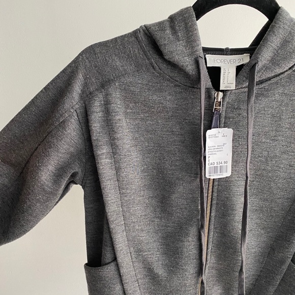 Forever 21 Charcoal Zip up with Hood - Picture 3 of 4